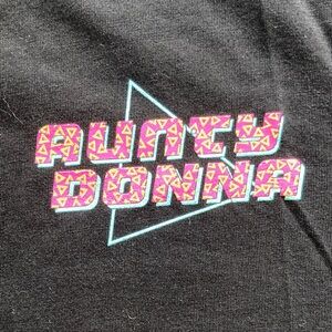 Aunty Donna Logo Shirt Netflix Sketch Comedy Black Pink Cyan Blue Medium